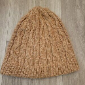 Alpaca Cable Knit Beanie Hat Beige